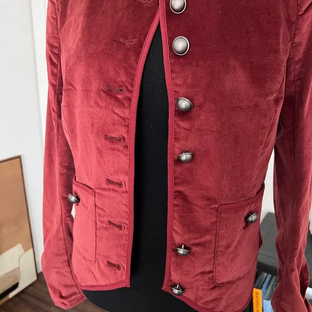 Free People We the Free Becky Stretch Velvet Jacket in Garnet Grotto - xs